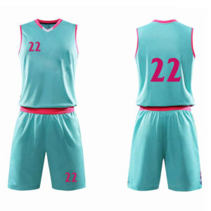 Ocean Blue with Pink Basketball Uniform