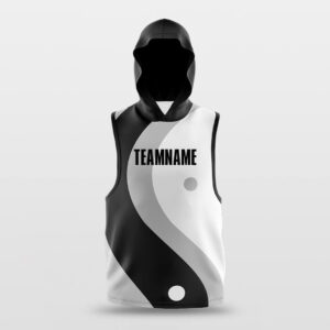 Black with White Sleeveless Hoodie