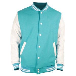 Ocean Blue and White Varsity Jacket
