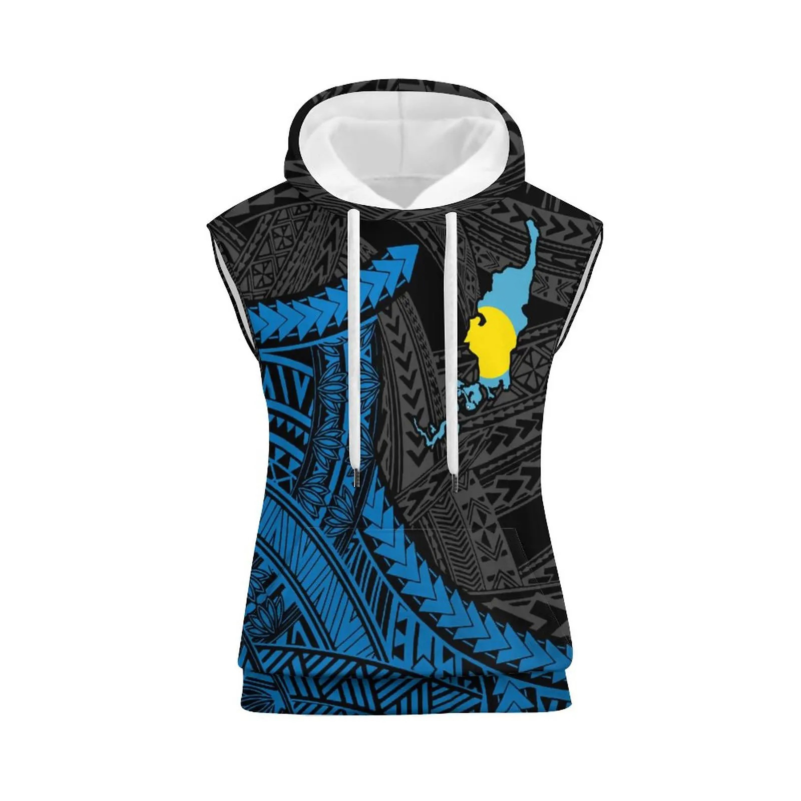 Black with Blue Sleeveless Hoodie