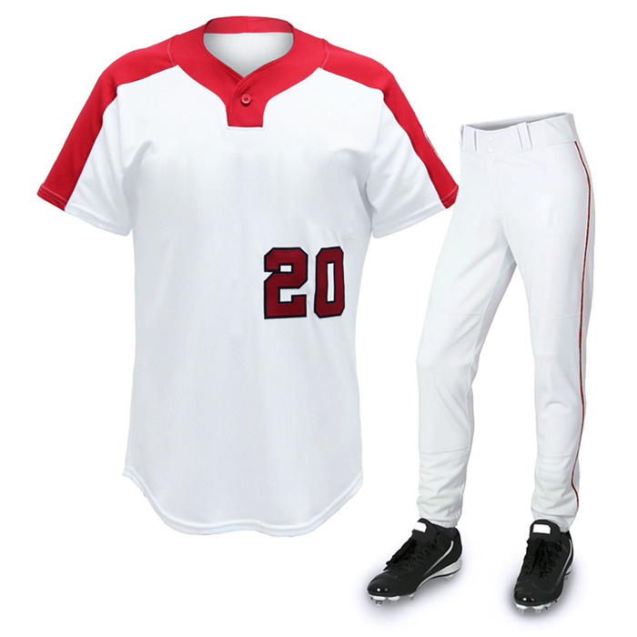 White with Red Line Baseball Uniform