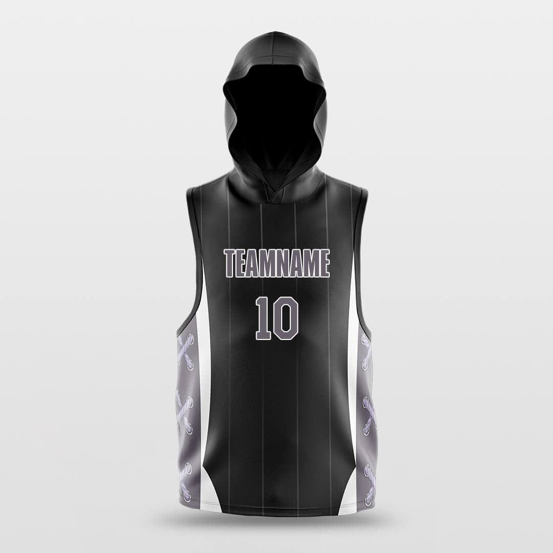 Black with Grey Sleeveless Hoodie
