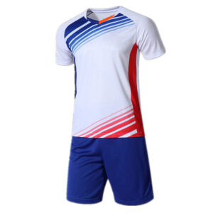 White with Blue Soccer Uniform